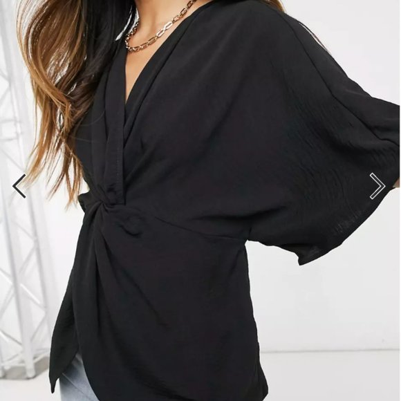 NWOT - ASOS DESIGN knot front top with kimono sleeve - Picture 3 of 4